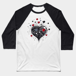 Black and White Hearts Baseball T-Shirt